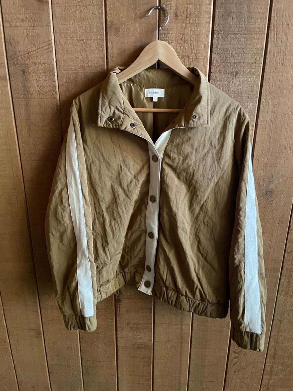 bohme Tan Jacket with White Stripe Detail